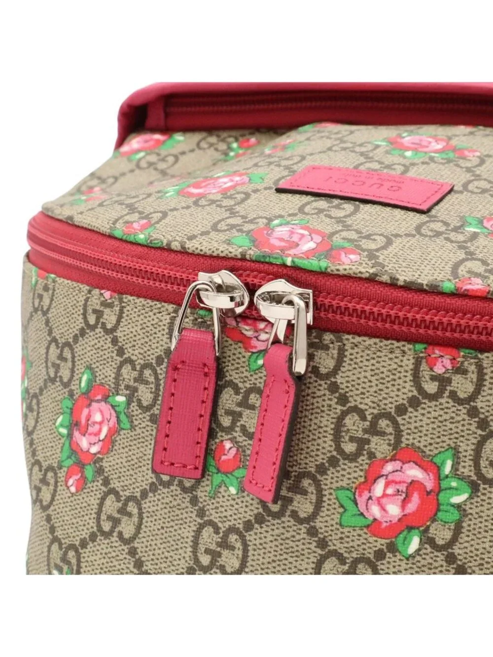 Gucci Children's GG Supreme Backpack Rose Print Floral Pattern Heart Leather